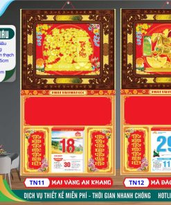 Mã Số: TN11 - Bìa Gấp (40x70) Khung Nâu - Mai Vàng An Khang 2 Bìa Gấp (40x70) Khung Nâu - TN11 - Mai Vàng An Khang + TN12 - Mã Đáo Thành Công