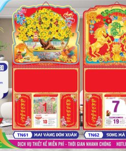 Mã Số: TN61 - Bìa Lò Xo (37x70) Bế Nổi - Mai Vàng Đón Xuân 2 Bìa Lò Xo (37x70) Bế Nổi - TN61 - Mai Vàng Đón Xuân + TN62 - Song Mã Phát Lộc