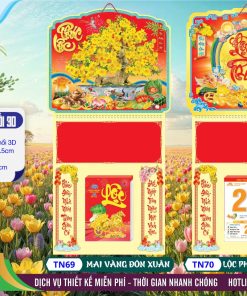 Mã Số: TN70 | Bìa Lò Xo Mini (33x65) Bế Nổi - Lộc Phát Trường Hưng 2 Bìa Lò Xo Mini (33x65) Bế Nổi - TN69 - Mai Vàng Đón Xuân + TN70 - Lộc Phát Trường Hưng