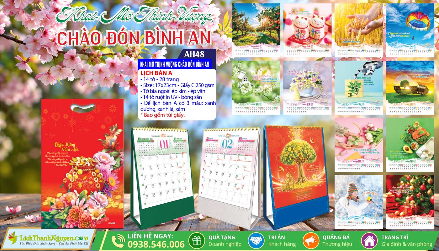 Mã Số: AH48 - Lịch Để Bàn A (17x23cm) - Khai Mở Thịnh Vượng Chào Đón Bình An 6 Lịch Để Bàn A (17x23cm) | MS: AH48 - Khai Mở Thịnh Vượng Chào Đón Bình An