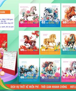 Mã Số: AH54 - Lịch Để Bàn A (16x23cm) - Lộc Mã Khai Xuân 2 Lịch Để Bàn A - AH54 - Lộc Mã Khai Xuân