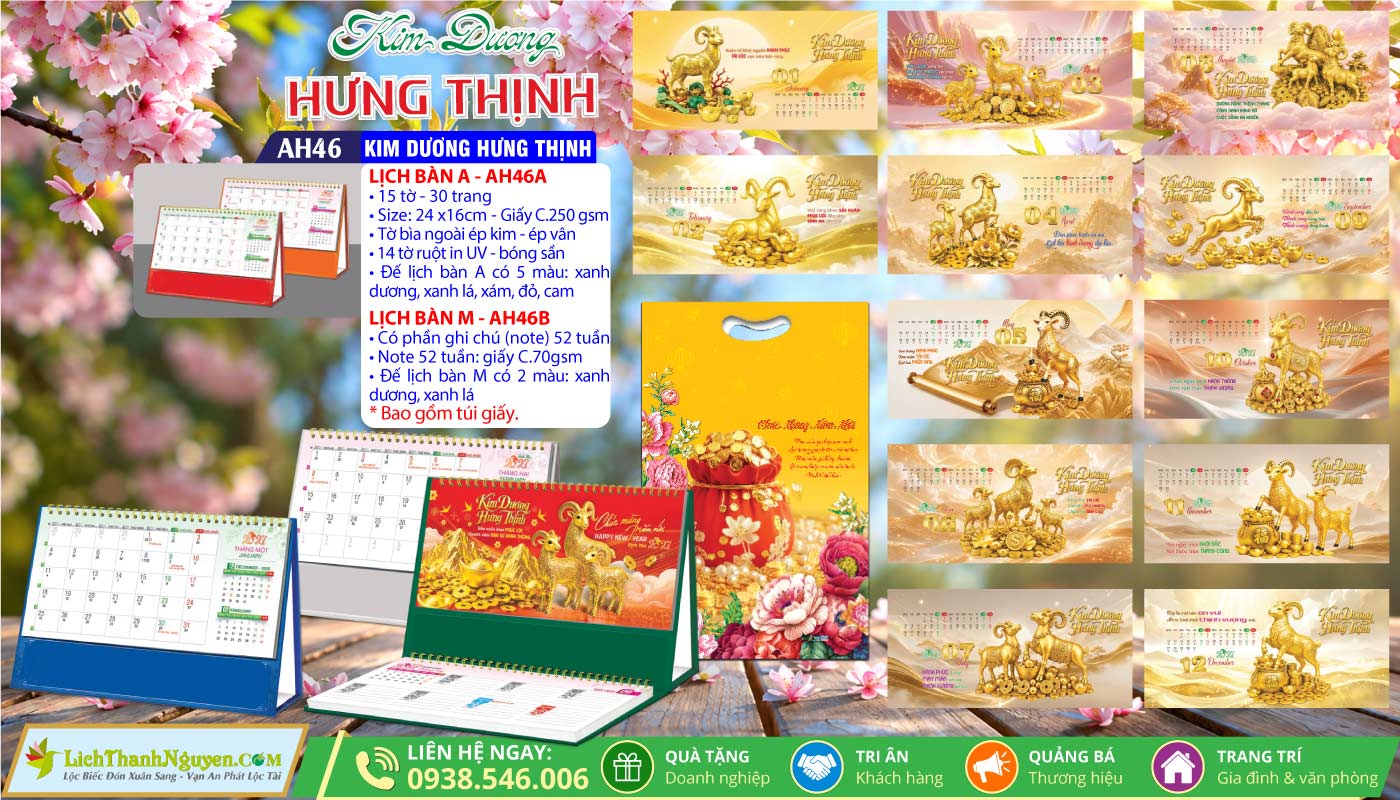 Mã Số: AH46 - Lịch Để Bàn A & M (24x16cm) - Kim Dương Hưng Thịnh 6 Lịch Để Bàn A & M (24x16cm) | MS: AH46 - Kim Dương Hưng Thịnh