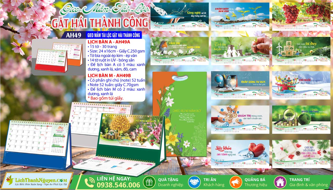 Mã Số: AH49 - Lịch Để Bàn A & M (24x16cm) - Gieo Mầm Tài Lộc Gặt Hái Thành Công 6 Lịch Để Bàn A & M (24x16cm) | MS: AH49 - Gieo Mầm Tài Lộc Gặt Hái Thành Công