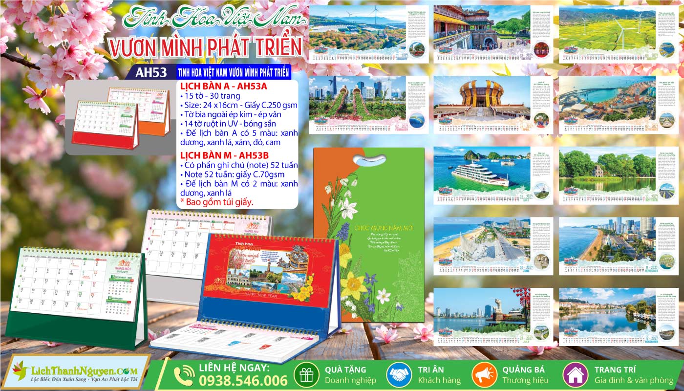 Mã Số: AH53 - Lịch Để Bàn A & M (24x16cm) - Tinh Hoa Việt Nam Vươn Mình Phát Triển 6 Lịch Để Bàn A & M (24x16cm) | MS: AH53 - Tinh Hoa Việt Nam Vươn Mình Phát Triển