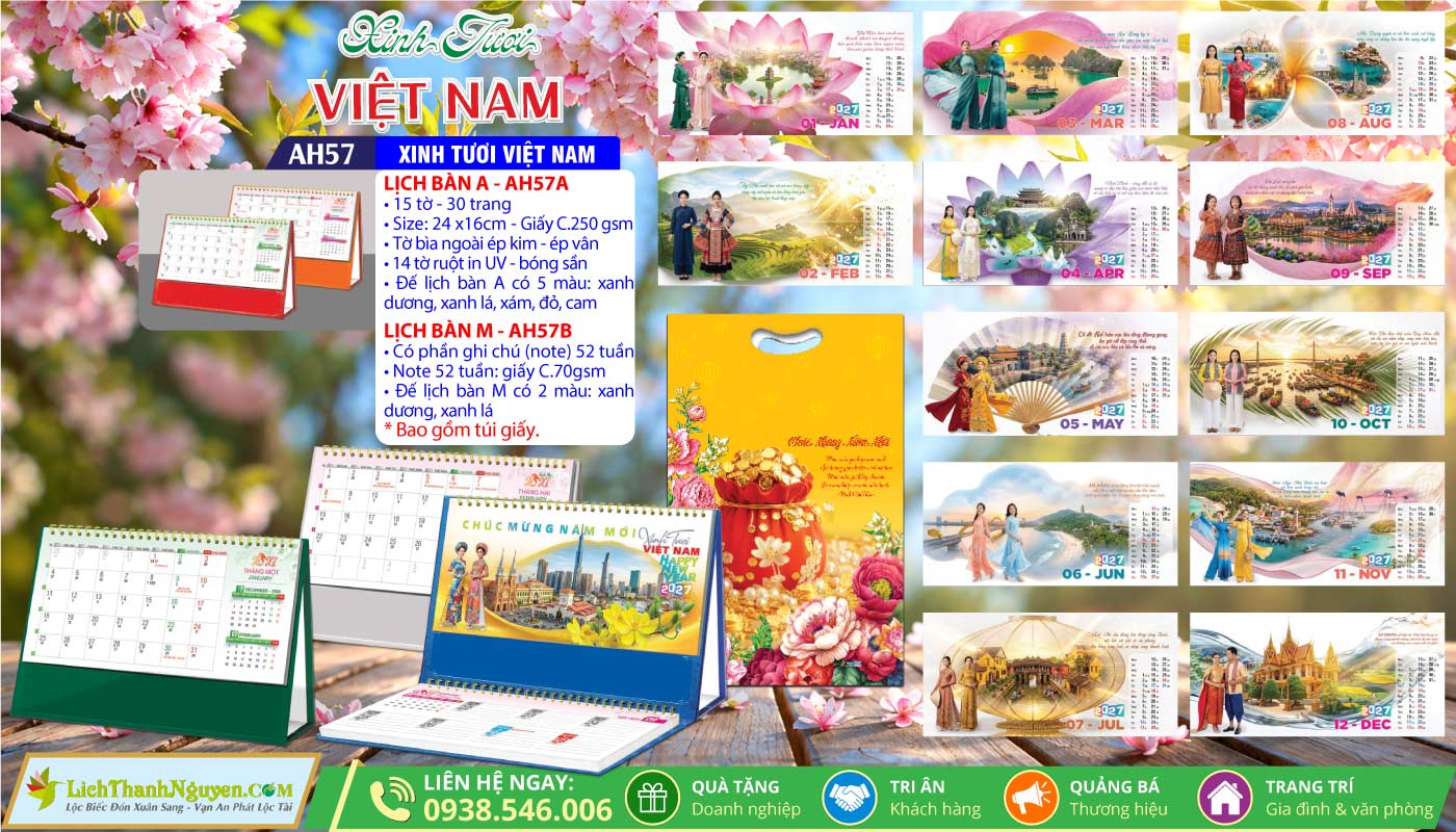 Mã Số: AH57 - Lịch Để Bàn A & M (24x16cm) - Xinh Tươi Việt Nam 6 Lịch Để Bàn A & M (24x16cm) | MS: AH57 - Xinh Tươi Việt Nam