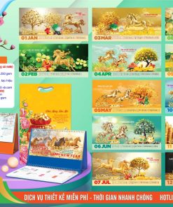 Mã Số: AH53 - Lịch Để Bàn A & M (24x16cm) - Mã Đáo Thành Công 2 Lịch Để Bàn A & M - AH53 - Mã Đáo Thành Công