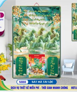 Mã Số: NB88 - Bìa Lịch Gỗ (40x60) Laminate - Bát Mã Tài Lộc 2 Bìa Lịch Gỗ Laminate - NB88 - Bát Mã Tài Lộc