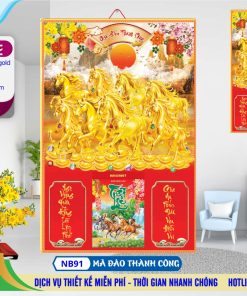 Mã Số: NB91 - Bìa Lịch Gỗ (40x60) Laminate - Mã Đáo Thành Công 2 Bìa Lịch Gỗ Laminate - NB91 - Mã Đáo Thành Công