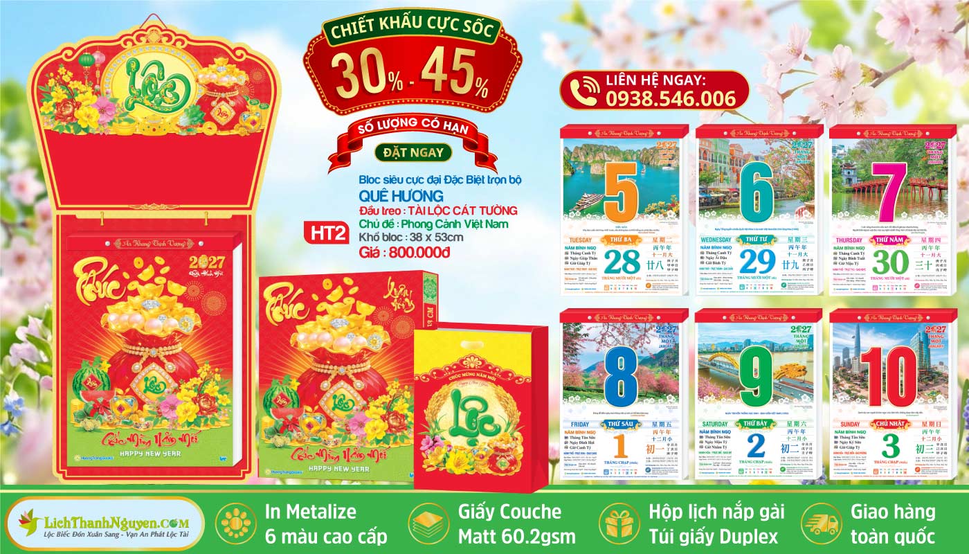 Lịch Bloc Siêu Cực Đại Đặc Biệt 2027 – Quà Tặng Đẳng Cấp, Chiết Khấu Đến 45% 9 Bloc Siêu Cực Đại Đặc Biệt - HT2 - Tài Lộc Cát Tường