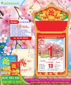Bloc Siêu Cực Đại Đặc Biệt (38x53) Đại Việt Á 2026 2 Mã Số: DVA02 - Non Nước Việt Nam - Đầu Treo Chữ Lộc