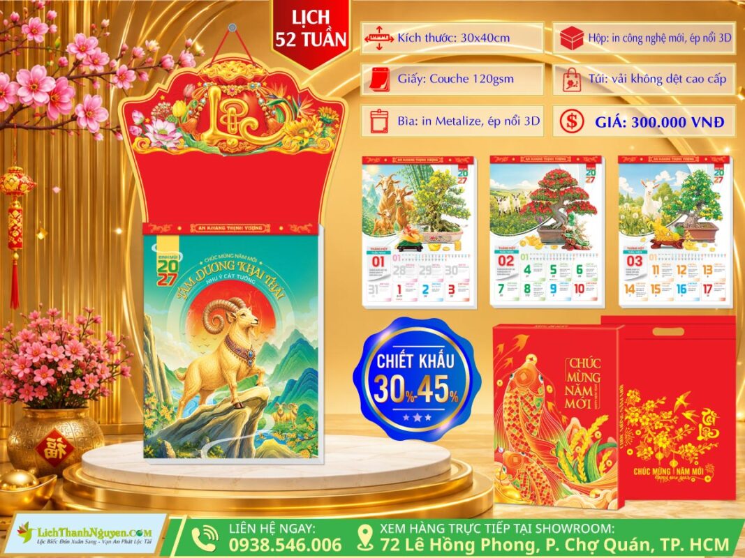 Mẫu Lịch Bloc 52 Tuần Trọn Bộ 2027 – Món Quà Tết Đẳng Cấp Cho Doanh Nghiệp & Gia Đình 1 Lịch 52 Tuần 2027 Chiết Khấu Lên Đến 45%