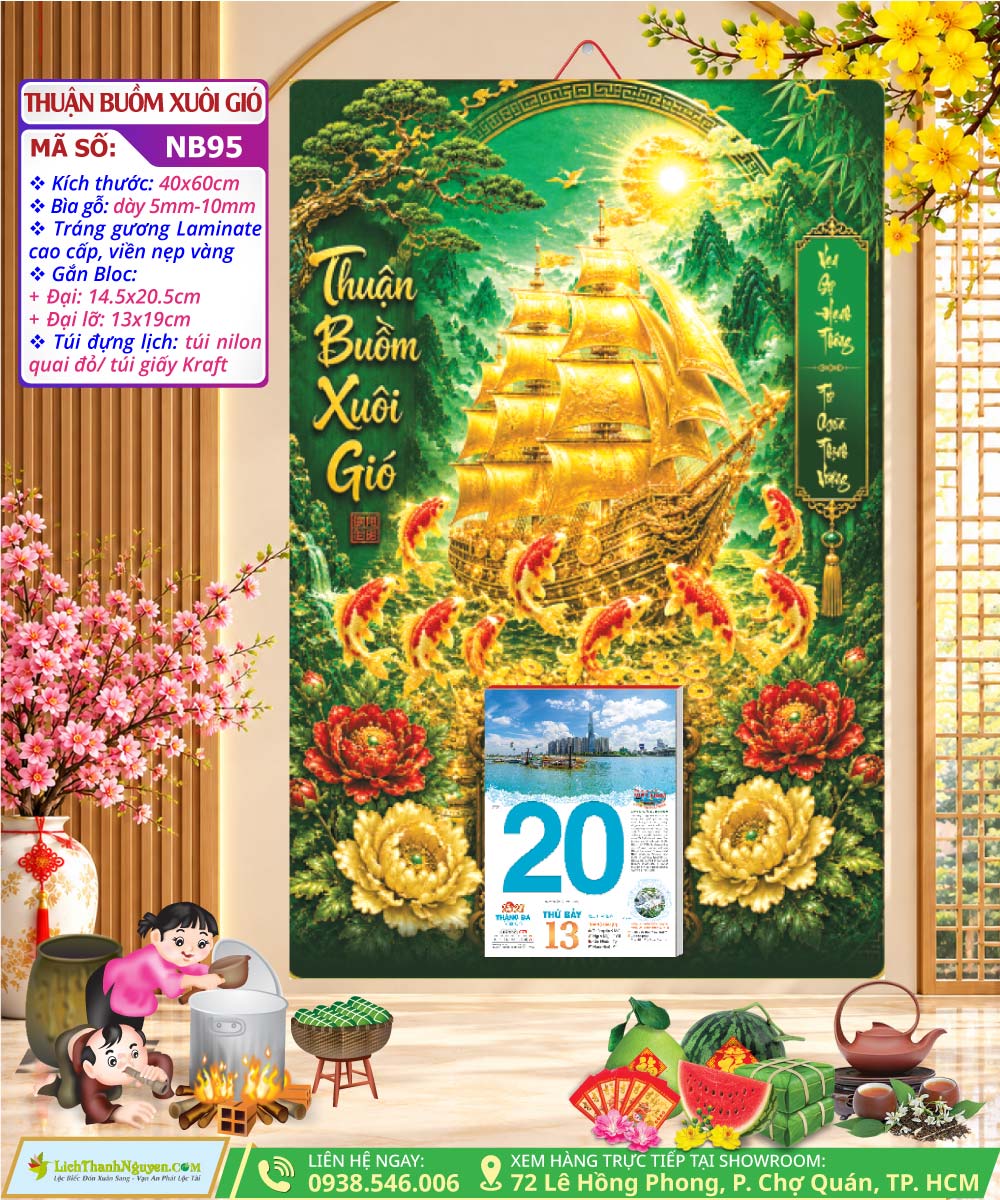 Mã Số: NB95 - Bìa Lịch Gỗ (40x60) Laminate - Thuận Buồm Xuôi Gió 5 Bìa Lịch Gỗ Laminate Thuận Buồm Xuôi Gió