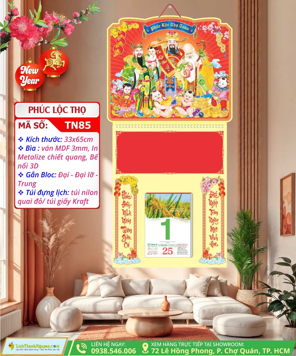 Mã Số: TN85 | Bìa Lò Xo Mini (33x65) Bế Nổi - Phúc Lộc Thọ 5 Bìa Lò Xo Giữa Mini Bế Nổi Phúc Lộc Thọ