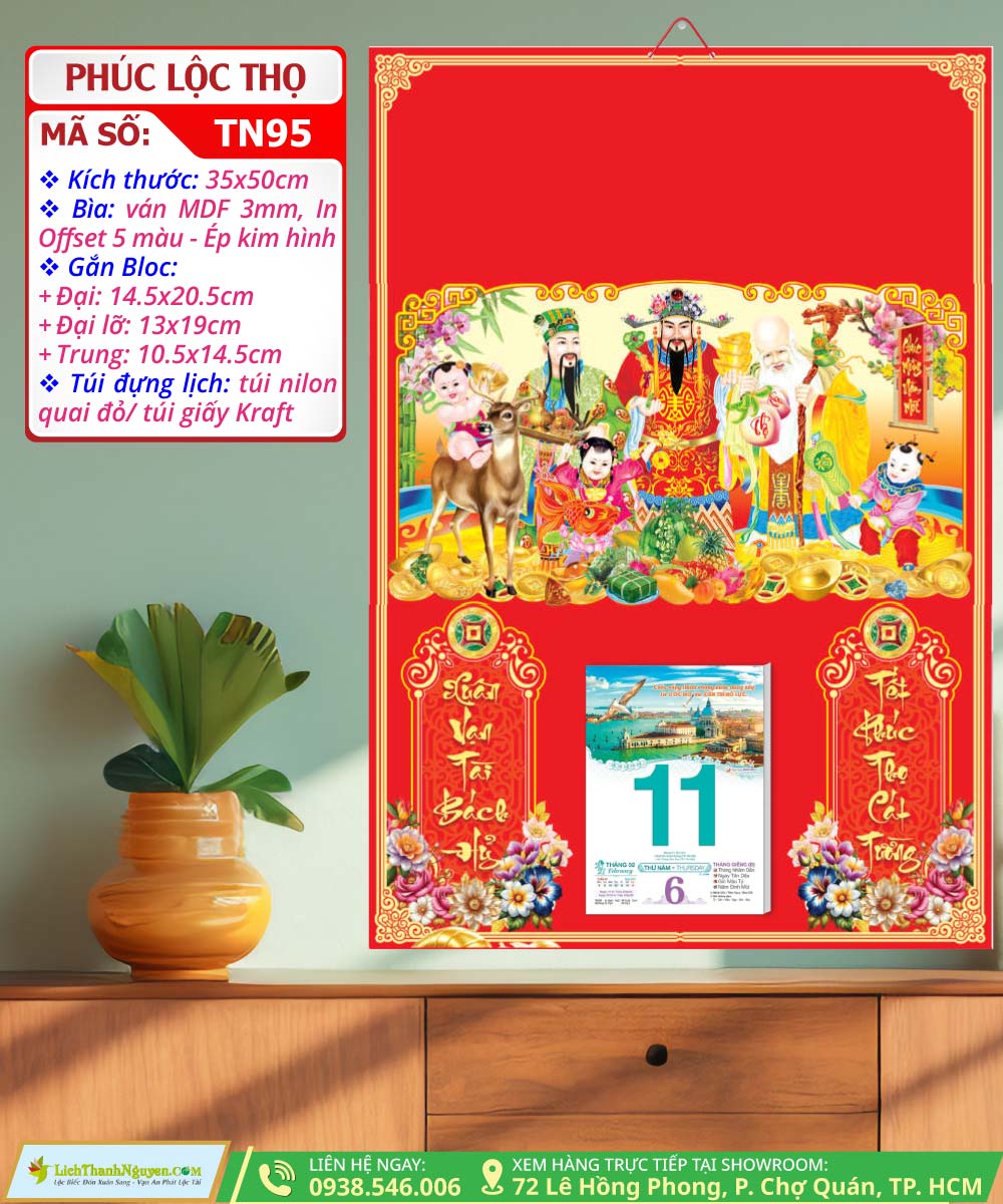 Mã Số: TN95 | Bìa Trung 35x50 Ép Kim - Phúc Lộc Thọ 3 Bìa Trung Ép Kim Phúc Lộc Thọ