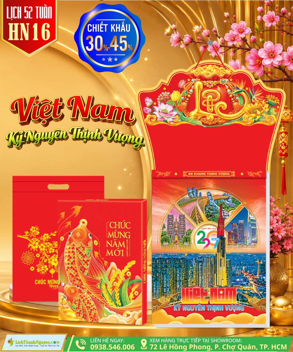 Mã Số: HN16 | Việt Nam Kỷ Nguyên Thịnh Vượng [Lịch 52 Tuần (30x40cm)]