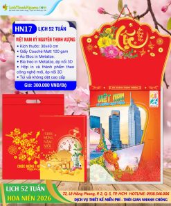 Lịch 52 Tuần Hoa Niên 2026 Trọn Bộ 2 Mã Số: HN17 - Việt Nam Kỷ Nguyên Thịnh Vượng